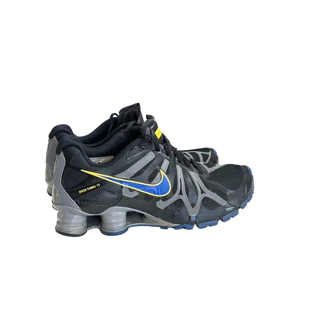 Nike Shox Turbo 13 Mens Black Blue Yellow Running Shoes - Size 8